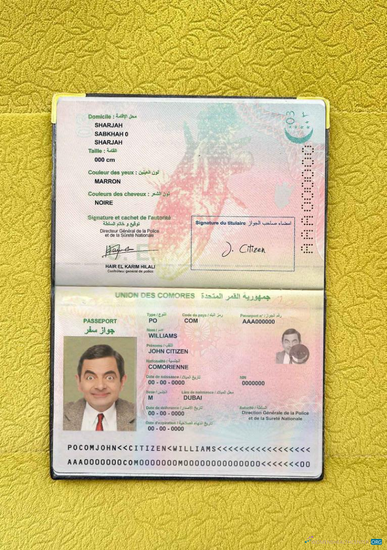 Download Union Des Comores passport photo look Photoshop template